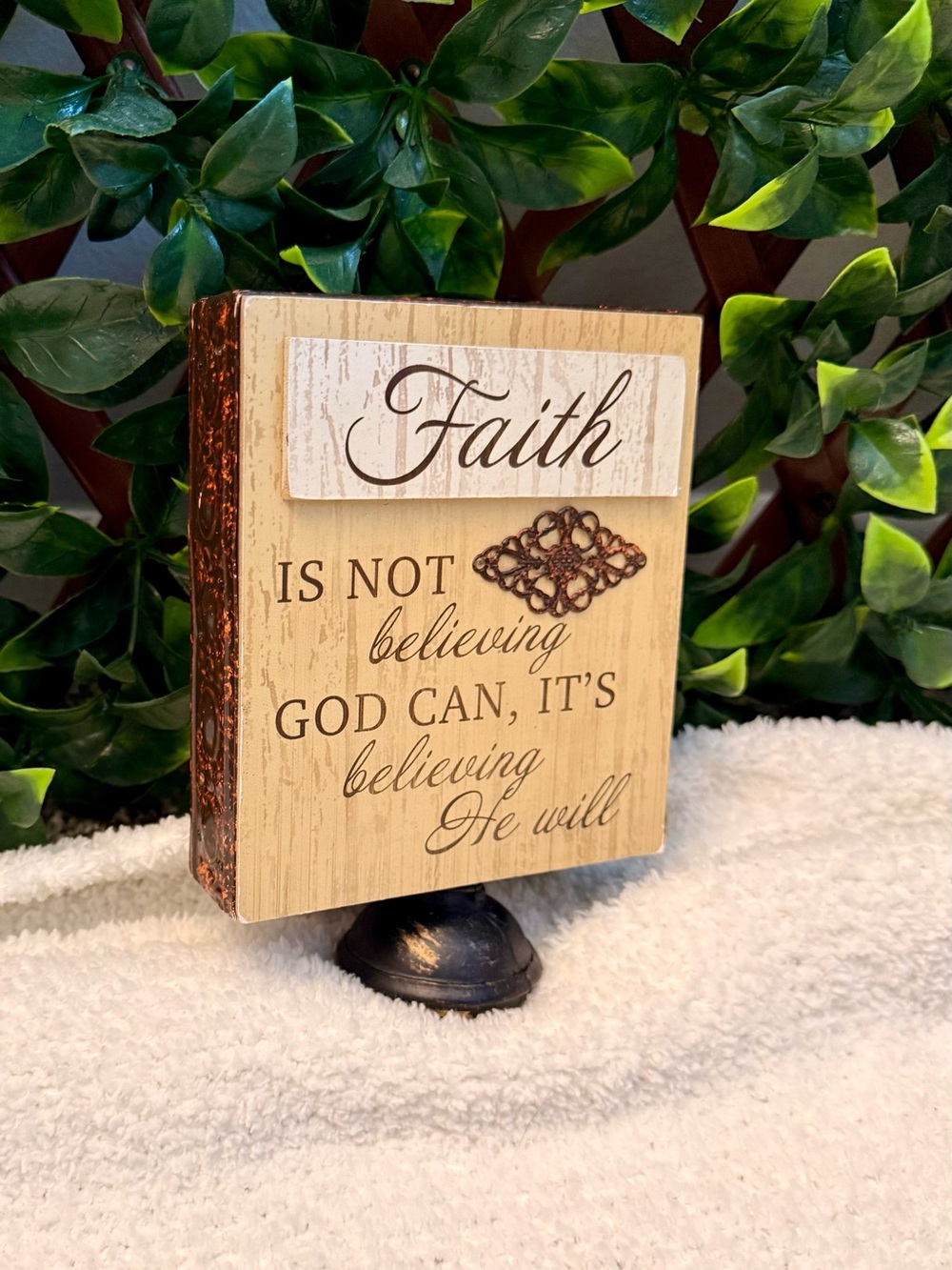 Faith Wooden Block Sign - Neutral Taupe & Brown